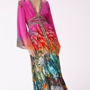 Deep V Kaftan With Sleeve Tabs. Very colorful and classy